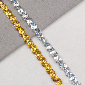 15Mm Giai Đoạn Khiêu Vũ Quần Áo Bện Ren Cắt Tỉa Trang Phục Tự Làm Sequins Cô Dâu May Vàng Sequined Vải Dây Trim Cho Hat - Product Image 2