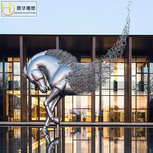 Escultura Abstracta de Caballo Jiahua, de Acero Inoxidable, para Montar en el Suelo, Decoración Artística de Animales para Exteriores - Product Image 3