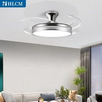 Ventilateur de plafond LED intelligent moderne avec moteur DC, rétractable, télécommande invisible, pour maison et bureau – Grande Vente