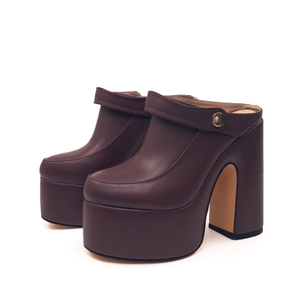 Sandales à talons épais et plateforme pour femmes, à bout rond et bride arrière, style slingback, couleur unie - Product Image 5