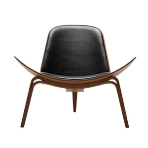 Chaise en bois Nordic Smile Shell, pour salon et chambre, avec dossier, style avion, décontractée, simple, moderne, design, facile à déplacer, mobilier de maison - Product Image 5