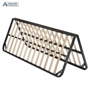 Bed Frame Metal High Quality Wooden Metal Double Slatted Bed Frame