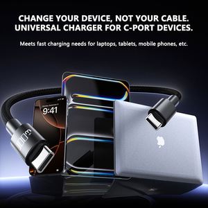 High-<b>Power</b> 100w Data <b>Cable</b> Nylon Braided 480Mbps Data Transfer Type C to Type C <b>Cable</b> Fast Charging Cord 1M - Product Image 6