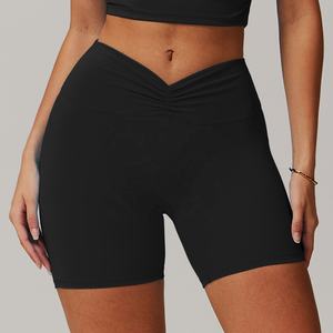 Short de motard en nylon taille haute pour femmes en gros vêtements de sport de fitness avec motif solide pour le yoga respirant à séchage rapide - Product Image 5