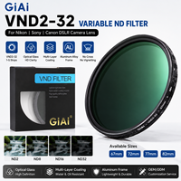 Filtre ND Variable GiAi Custom VND2-32 pour Objectif d'Appareil Photo Reflex Numérique Nikon Sony Canon 67mm 72mm 77mm 82mm Verre OEM ODM
