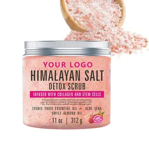 exfoliating organic vegan Collagen salt Moisturizing whitening foaming bottle cellulite and scars Himalayan Salt Body Scrub