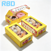 Boîtes à donuts personnalisées avec logo pour boulangerie, pâtisserie, desserts, pain, emballage en papier avec fenêtre transparente