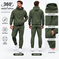 Ensemble de survêtement en nylon à coupe régulière personnalisé, 2 pièces, pantalon d'entraînement de printemps et sweat à capuche à fermeture éclair intégrale, respirant, séchage rapide, vêtements de sport pour hommes