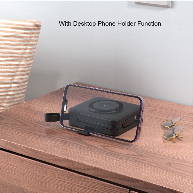 Magnetic Portable 10000mAh Built-in Wall Plug Retractable Cable 15W Phone & 2.5W Smart Watch Wireless Charge for Business