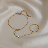 Bijoux pour femmes, tendance américaine, mode haut de gamme, zircon blanc, acier inoxydable, plaqué or 18 carats, chaîne de doigt élégante