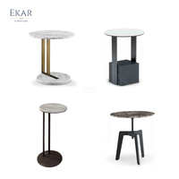 Ensemble de table d'angle à panneaux en marbre de luxe-Élégance intemporelle pour intérieurs modernes