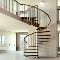 Escaliers extérieurs simples vente à chaud conception rotative moderne escalier en colimaçon marches en bois massif escalier loft fabriqué au carbone