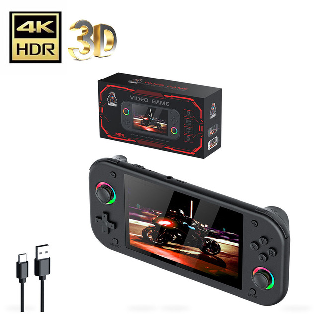 M26 Handheld Game Console Linux System 5.1Inch 64GB IPS Screen 1920x1080 3D Retro 20000 Built-in Games 3000mAh Battery Christmas