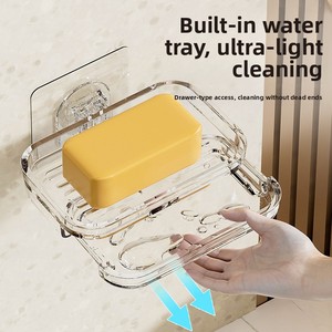 Jabonera Portátil de Plástico para Montar en la Pared, sin Perforaciones, con Drenaje, para Colgar en la Pared con Ventosa, para Uso en el Baño - Product Image 2