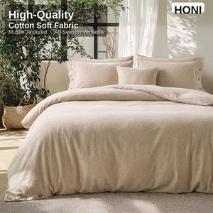 Juego de Funda Nórdica de Algodón Teñido en Hilo Natural de 150 g/m², Transpirable, Texturizado 144T, con Aspecto Lavado - Product Image 2