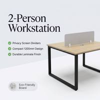 Poste de travail de direction en panneaux de bois mélaminés, double poste, moderne, durable, avec cloison intégrée, pour bureau