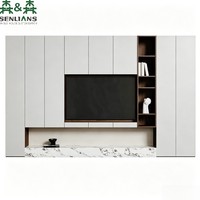 Consola de TV Flotante Minimalista SLS con Nicho Multimedia Integrado, Iluminación LED Decorativa y Exhibidor Abierto para Libros