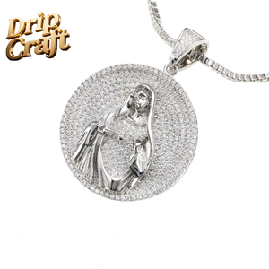 Đức Trinh Nữ Maria Chân Dung Mặt Dây Chuyền Vòng Cổ Vàng-Mạ Đầy Đủ Kim Cương Dát Zircon Đồ Trang Sức Thời Trang - Product Image 2