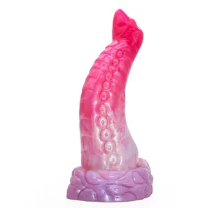 Dildo Silikon Warna Baru dengan Cangkir Hisap Mainan Seks Dewasa Fantasi Tentakel Gurita Dildo Penis Buatan Dildo Hewan