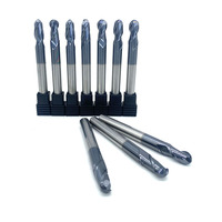 Fraise à queue sphérique en carbure de tungstène R2.5 R4, revêtement TiAlN, 2 dents, pour usinage CNC