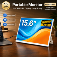 Moniteur portable 15,6 pouces FHD 1080P 1920x1080 72% SRGB IPS 300 nits USB-C VESA, deuxième écran externe pour ordinateur portable PC OEM