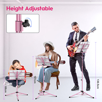 Custom Colors Pink Black Blue Musical Instrument Stands Iron Aluminum Alloy Metal Foldable Music Sheet Stand
