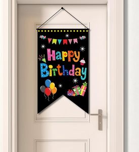Striscione Personalizzato per Buon Compleanno, Banner Nero da Appendere alla Porta, Decorazione per Feste di Compleanno, Sfondo per Parete - Product Image 1