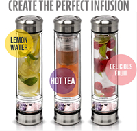 Infuseur de thé en pierre d'améthyste à Double paroi en verre, grande pierre d'améthyste à Quartz Rose, cadeau écologique de relaxation, ml