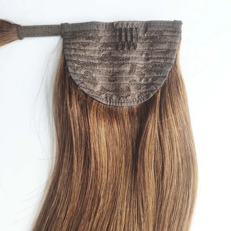 Groothandel 100% Braziliaanse Maagd Menselijk Haar Warp Rond Clip In Paardenstaart Hair Extensions