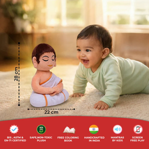Figurine religieuse spirituelle dévotionnelle en peluche douce Mantra Chanting Jain Swami de 28 cm, jouet de méditation sonore éducatif pour enfants - Product Image 3