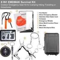 Kit de Herramientas de Supervivencia para Emergencias al Aire Libre HLY, Equipo de Auto-Socorro para Coche, Combo de Suministros de Emergencia H18 Negro/Plateado/Naranja
