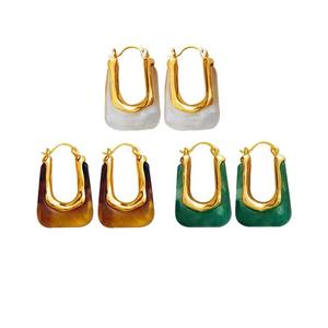 महिला लड़कियों के लिए शीर्ष गुणवत्ता वाले हरे गुलाबी पारदर्शी रेसिन इयररिंग्स पार्टी के लिए नए ट्रेंडी गहने - Product Image 1