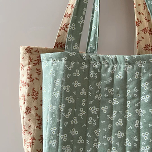 Bolsa de mano grande personalizada, acolchada, de algodón, con estampado de mano, reversible, con cremallera, en colores rosa, blanco y gris, con diseño floral, para mamá, para carrito de <span class=keywords><strong>bebé</strong></span>. - Product Image 2