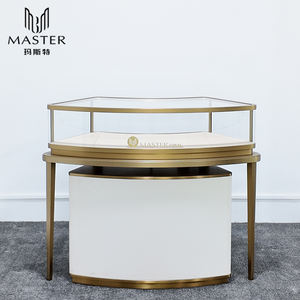 Comptoir de présentation de bijoux LED <span class=keywords><strong>moderne</strong></span> MASTER 135*55*100cm, taille personnalisée et <span class=keywords><strong>vitrine</strong></span> de présentation avec base en LC blanche pour bijouterie - Product Image 6