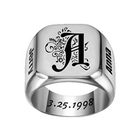 Bague pour homme en acier inoxydable plaqué or 18 carats, gravure, diagramme moderne, cadeau de la Saint-Valentin, livraison directe de bijoux