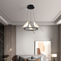 Luminaire suspendu LED moderne en forme d'oiseau, lustre créatif en forme d'oiseau doré, luminaire suspendu réglable pour salon salle à manger
