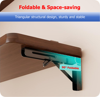 Table pliante murale en acier inoxydable, gain de place, rotative, pour café, bureau, étude, balcon, cuisine