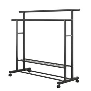 Оптовая продажа, передвижная Подставка для одежды с двойным стержнем, утолщенная металлическая вешалка для одежды с колесиками для спальни и балкона для гостиной - Product Image 3