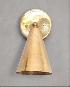 1 aplique de pared con forma de cono de latón crudo |   Lámpara de Pared Moderna de Mediados de Siglo, Pantalla Cónica de Metal Latón - Product Image 4