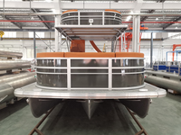 Bateau à pontons en aluminium de haute qualité de 30 pieds, bateau de pêche à deux étages avec toboggan aquatique pour le surf en plein air sur les rivières