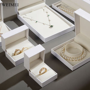 Custom Logo High-End <b>White</b> Leatherette Jewelry <b>Box</b> Premium Jewelry <b>Gift</b> Packaging - Product Image 5