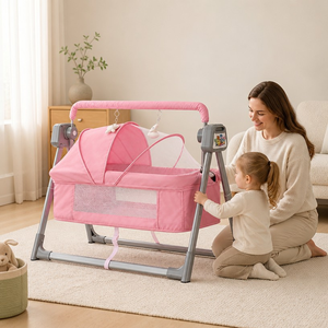 <span class=keywords><strong>Cuna</strong></span> Eléctrica Multifuncional para Bebés, Diseño Plegable, Música, Mosquitera, Columpio Electrónico, Juguetes para Dormir - Product Image 4