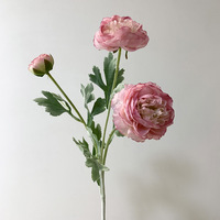 Fleur artificielle de pivoine en soie de haute qualité à 3 têtes, fleur décorative pour la maison, les mariages et les fêtes, rose poudré