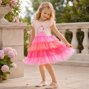 Vestido de Verano de Manga Corta para Niña, Vestido de <span class=keywords><strong>Gasa</strong></span> con Estampado de Dibujos Animados y Cuello Redondo, Lindo Vestido de Princesa - Product Image 2