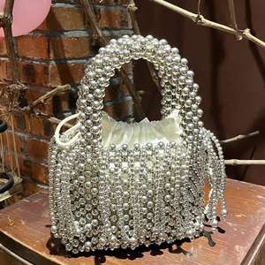 กระเป๋าคลัทช์อะคริลิกสีเงินสำหรับงานแต่งงานแบบทันสมัยกระเป๋าคลัทช์แวววาวประดับมุกไรน์สโตนดีไซน์เก๋ไก๋ - Product Image 2