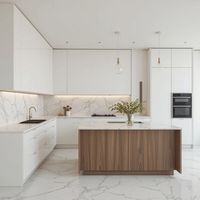 CBMMart Armoire de rangement personnalisée pour îlot de cuisine en bois contreplaqué MDF avec comptoirs en résine de marbre stratifié