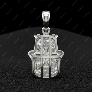 Pendentifs et breloques en argent sterling 925 plaqué or, main de Hamsa, bijoux fins, diamants de laboratoire certifiés GIA IGI DEF VVS VS, cadeaux - Product Image 1