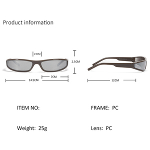ヴィンテージ女性スリムナローラップアラウンドサングラス長方形トラベルシェードUV400レトロブラックフレームアイウェア男性用Gafas De Sol - Product Image 2