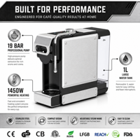 Machine à café expresso 9 en 1, 19 bars de pression, compatible avec les capsules Nespresso, Dolce Gusto, K Cup, café moulu