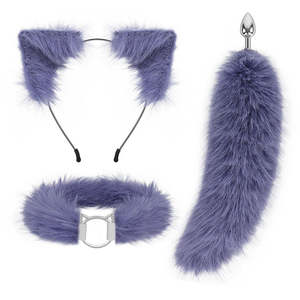 إكسسوارات شعر جديدة على شكل آذان حيوانات قطيفة لطيفة، مريحة لحفلات التنكر، مع ذيل من الفرو على شكل قطة أو كلب أو ثعلب وسدادة شرجية وأطواق رأس - Product Image 2